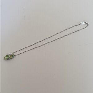 MC Silver and Green FlipFlop Pendant Necklace with colored crystals